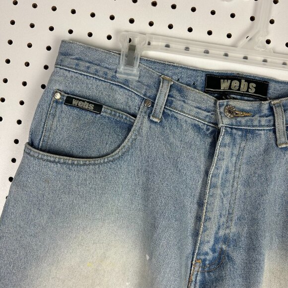 webs Baggy Jean Shorts Size 34 Light Wash Grunge Work Jorts Wide Leg‎ Skate Y2K - Picture 5 of 7